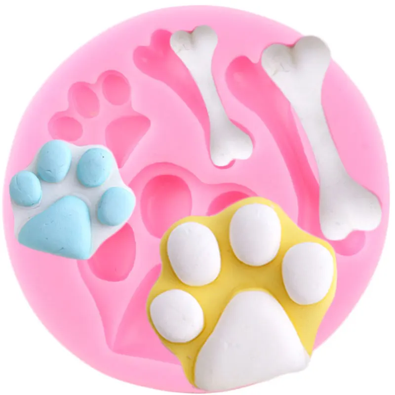 Кошка Собака Лапы Кости силиконовые формы для выпечки печенья кекс фигурки