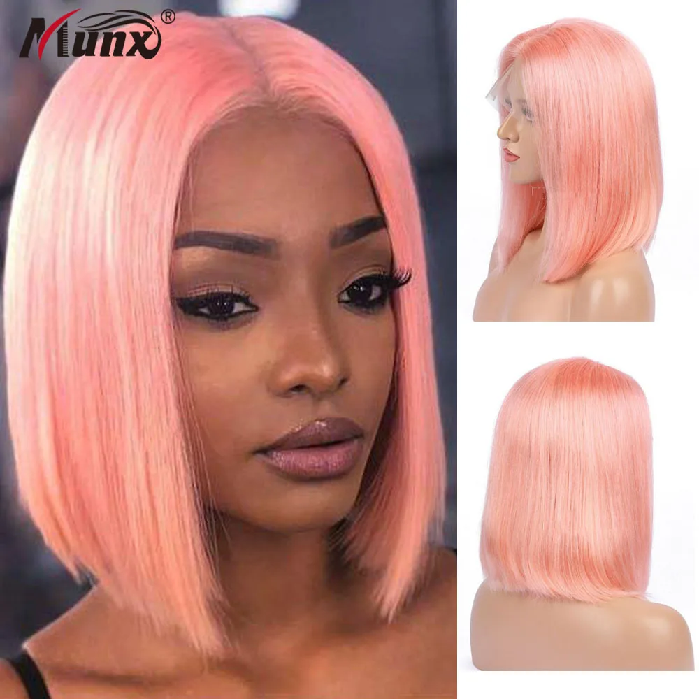 13x4 Lace Front Human Hair Short Bob Wigs 180% Density Straight Free Part Lace Frontal Wig Remy Hair with Baby Hair for Women