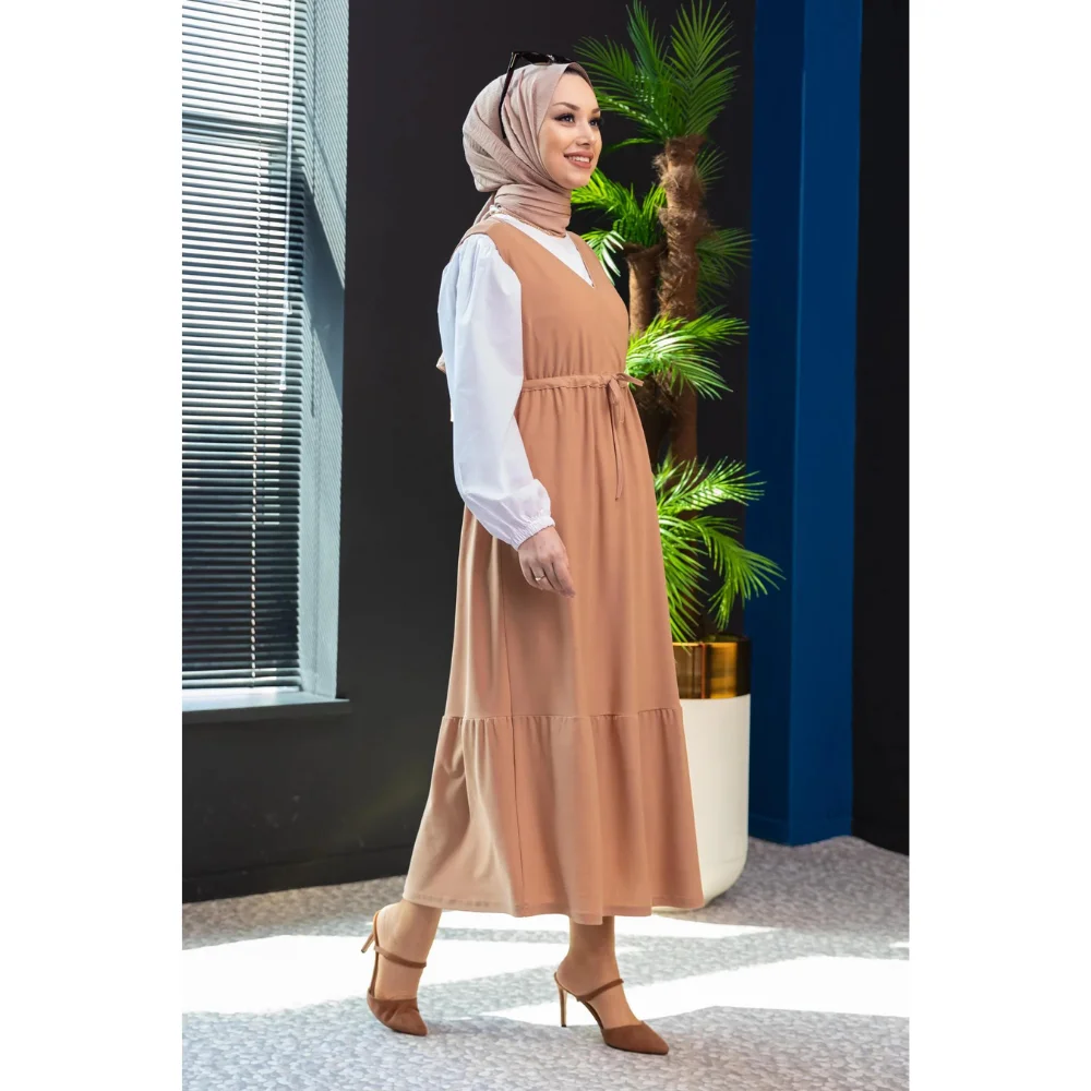 Shirt+Dress Muslim Dress Trend 50% Polyester, 50% Cotton Fabric Unlined. abaya muslim dress women kaftan open abaya long dress a