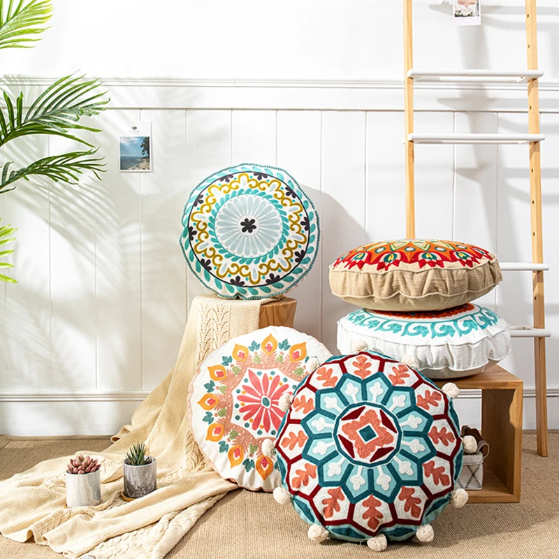 

Moroccan Style Cushion Cover 45x45 Pillowcase for Sofa Home Car Round Geometric Ethnic Floral Boho Decorative Cushion Cover