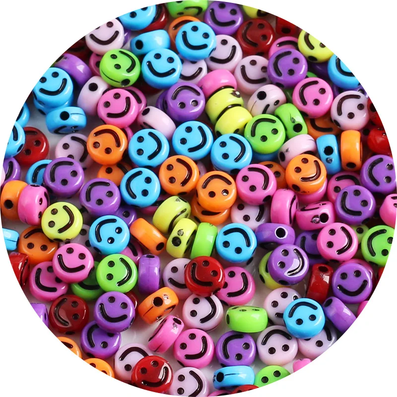 

Round Flat Alphabet Mixed Smile Luminous Acrylic Beads Loose Spacer Beads For Jewelry Making Handmade DIY Bracelet Necklace