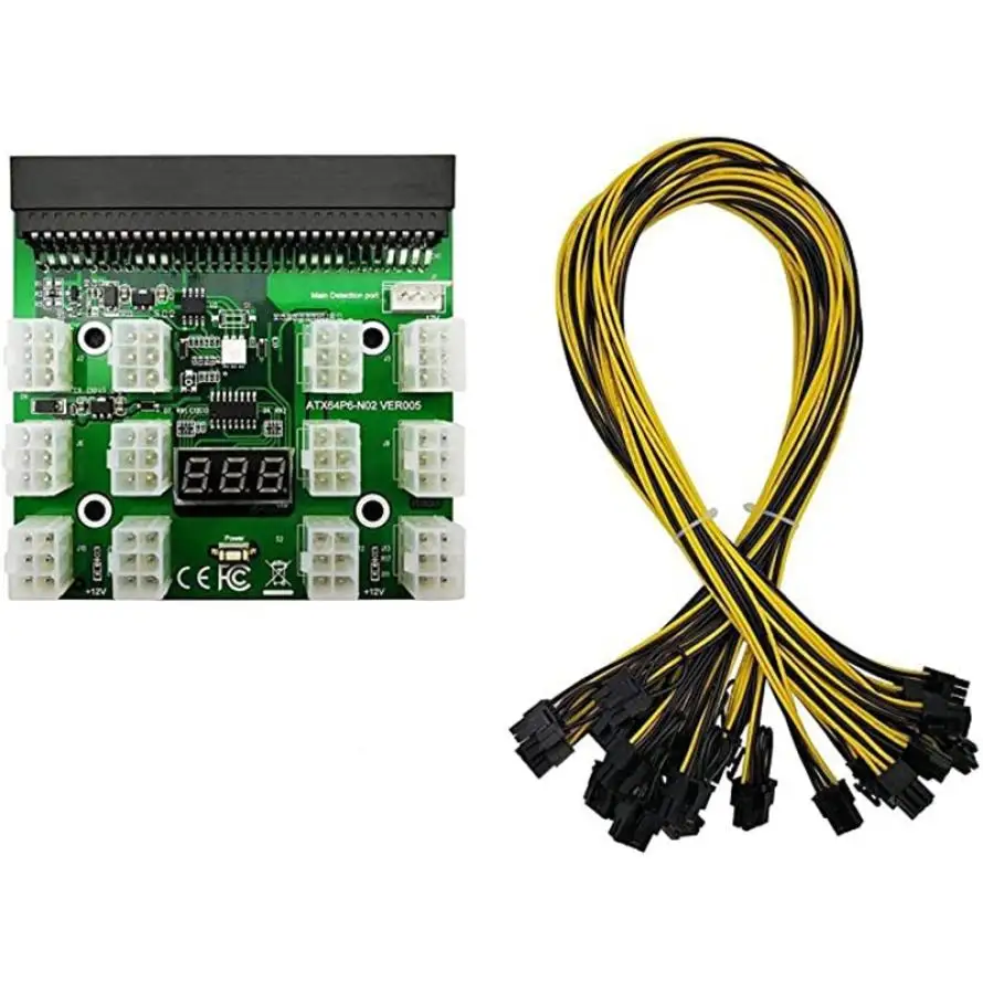 

Power Module Breakout Board for HP 6Pin to 6+2 Graphics Card Power Cable Server Power Conversion 64PIN to 12pcs 6Pin Power Board