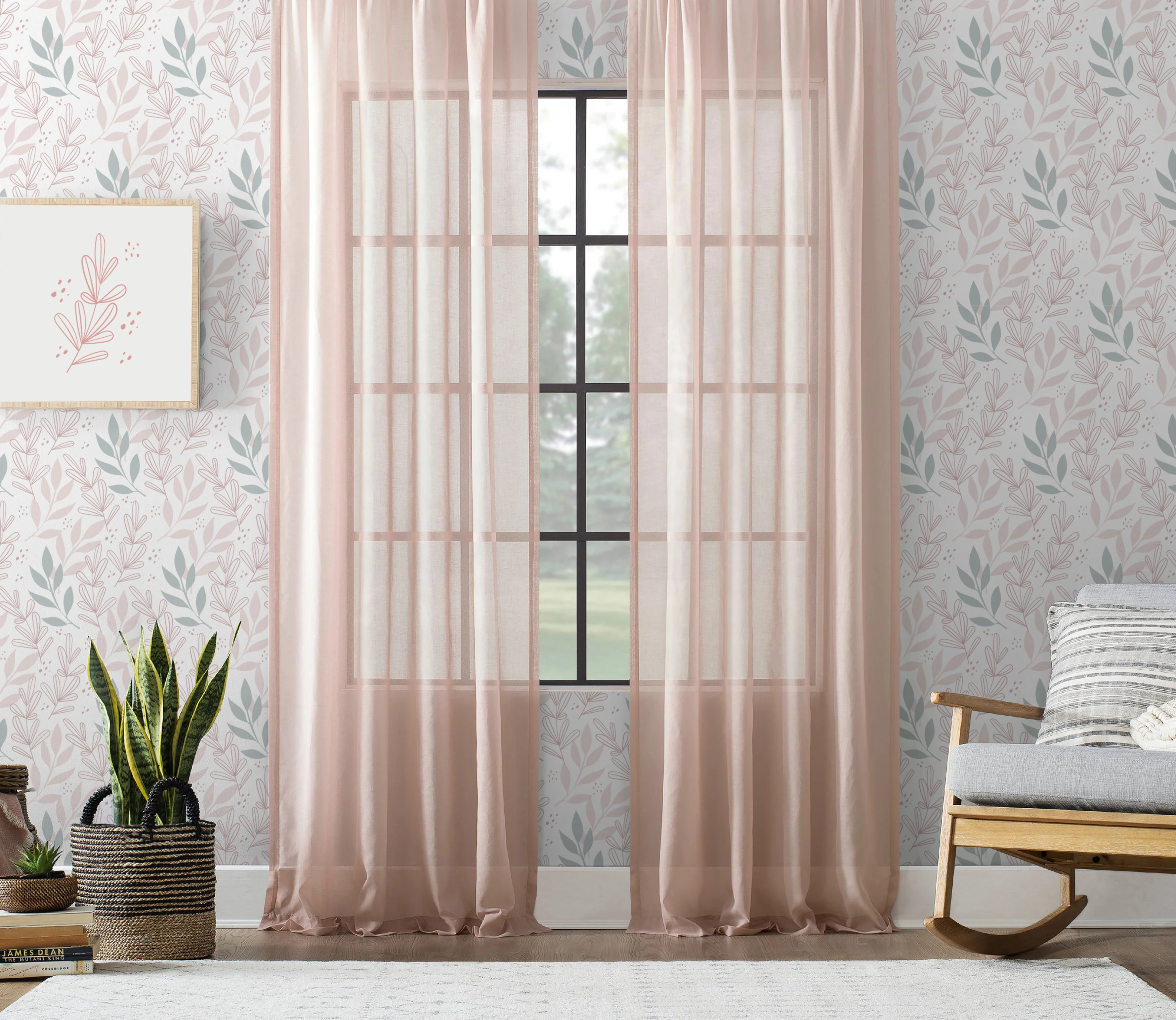 

Woven Linen Plain Pink Color Tulle Curtain, Dining Room Curtains, Bedroom Curtains, Linen Curtains (Code: PMB01)