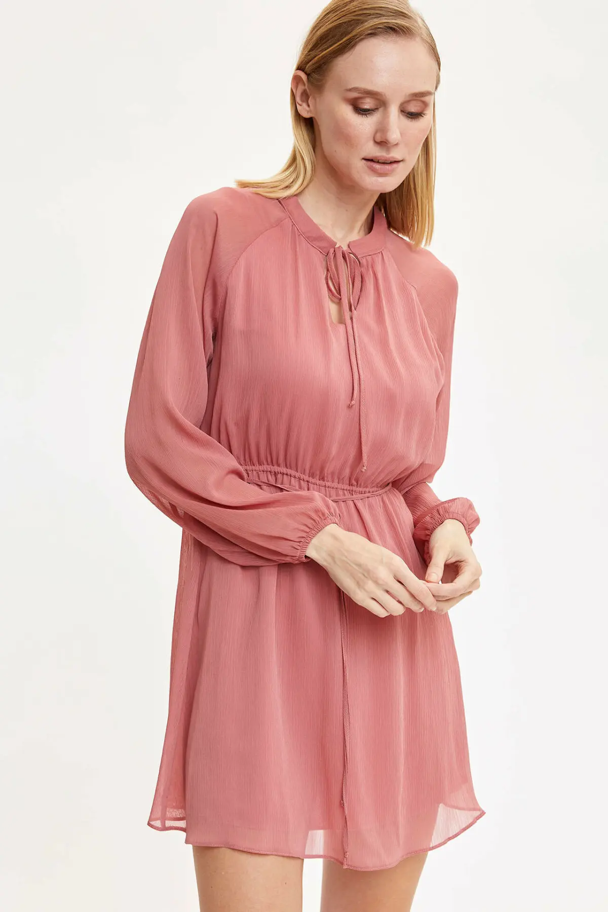 Женское Тканое платье DeFacto модные женские платья черное с длинным рукавом