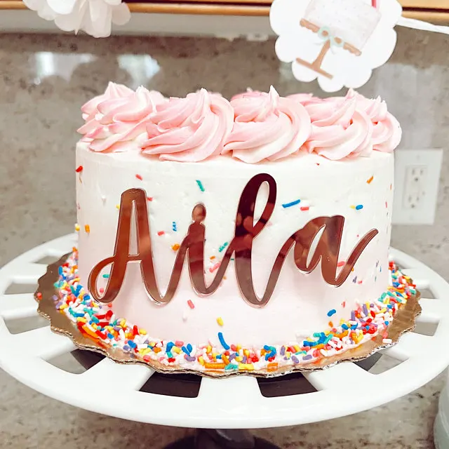 

Acrylic Cake Name Charm, personalised Cupcake Toppers, Personalized Birthday Party Decor,Mirror Gold Rustic Birthday Supplies