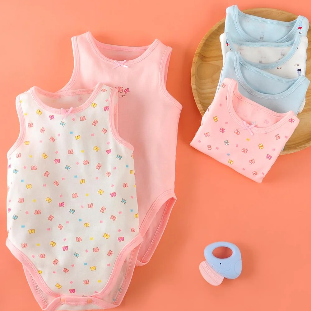 Baby Clothes Newborn Girls Romper Infant Boys Sleeveless Summer Jumpsuit Toddler Cartoon Print Cotton Playsuits Overalls Outfits