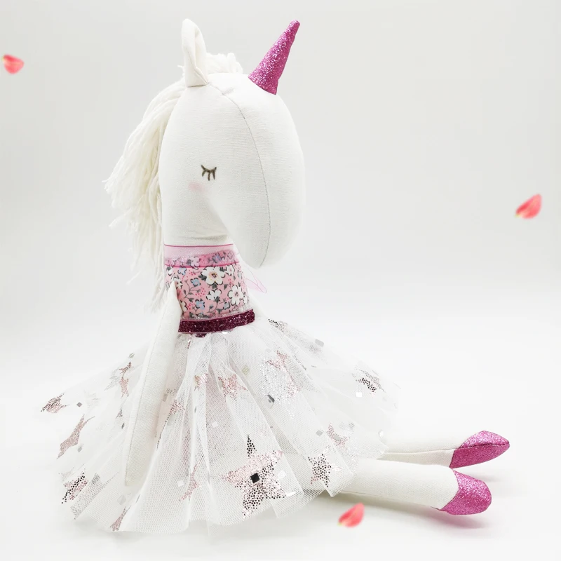 Набивные мягкие игрушки розового единорога для девочки с блестящим
