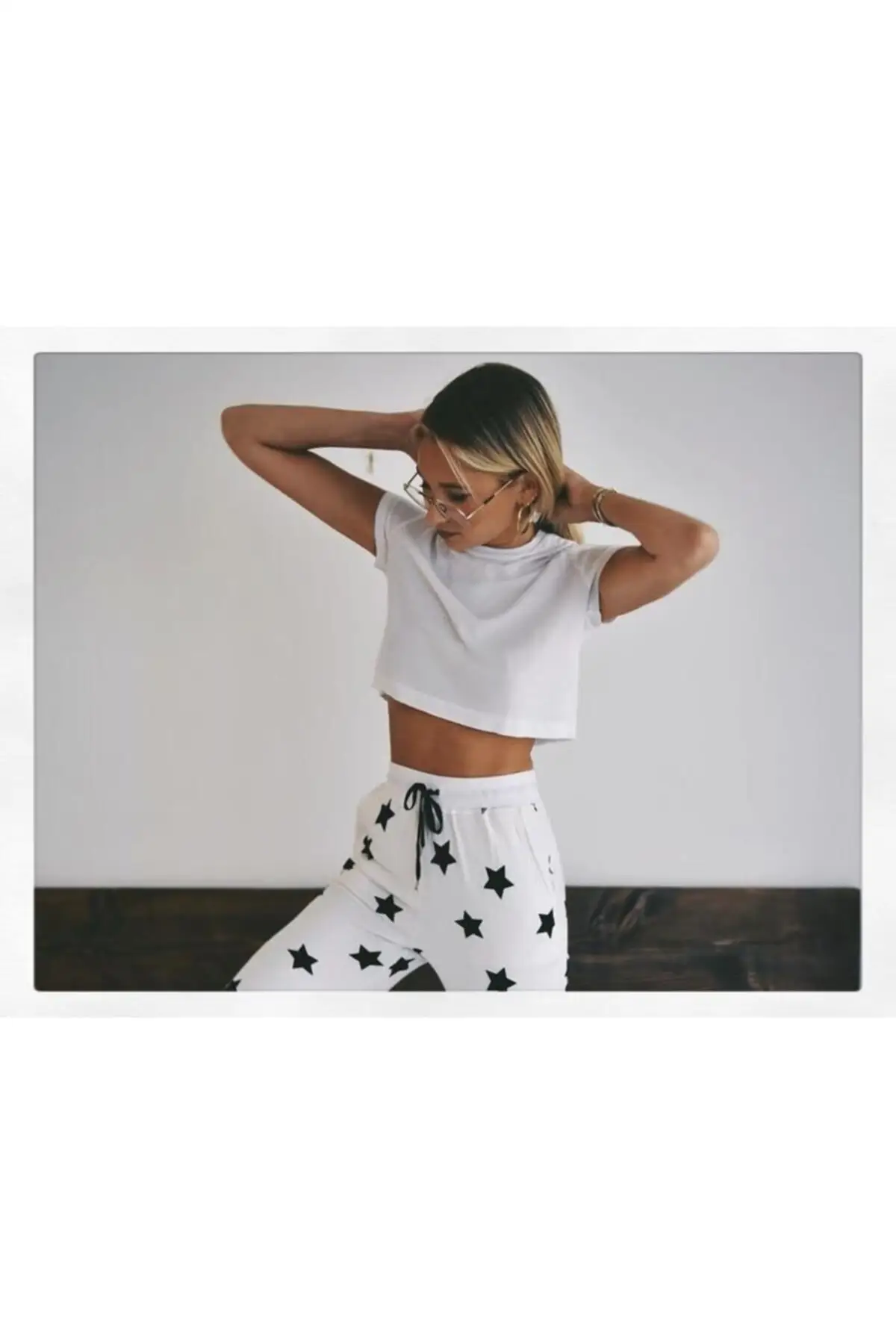 

YEN SEZON SPORT Kadn Beyaz Yldzl Pijama Set