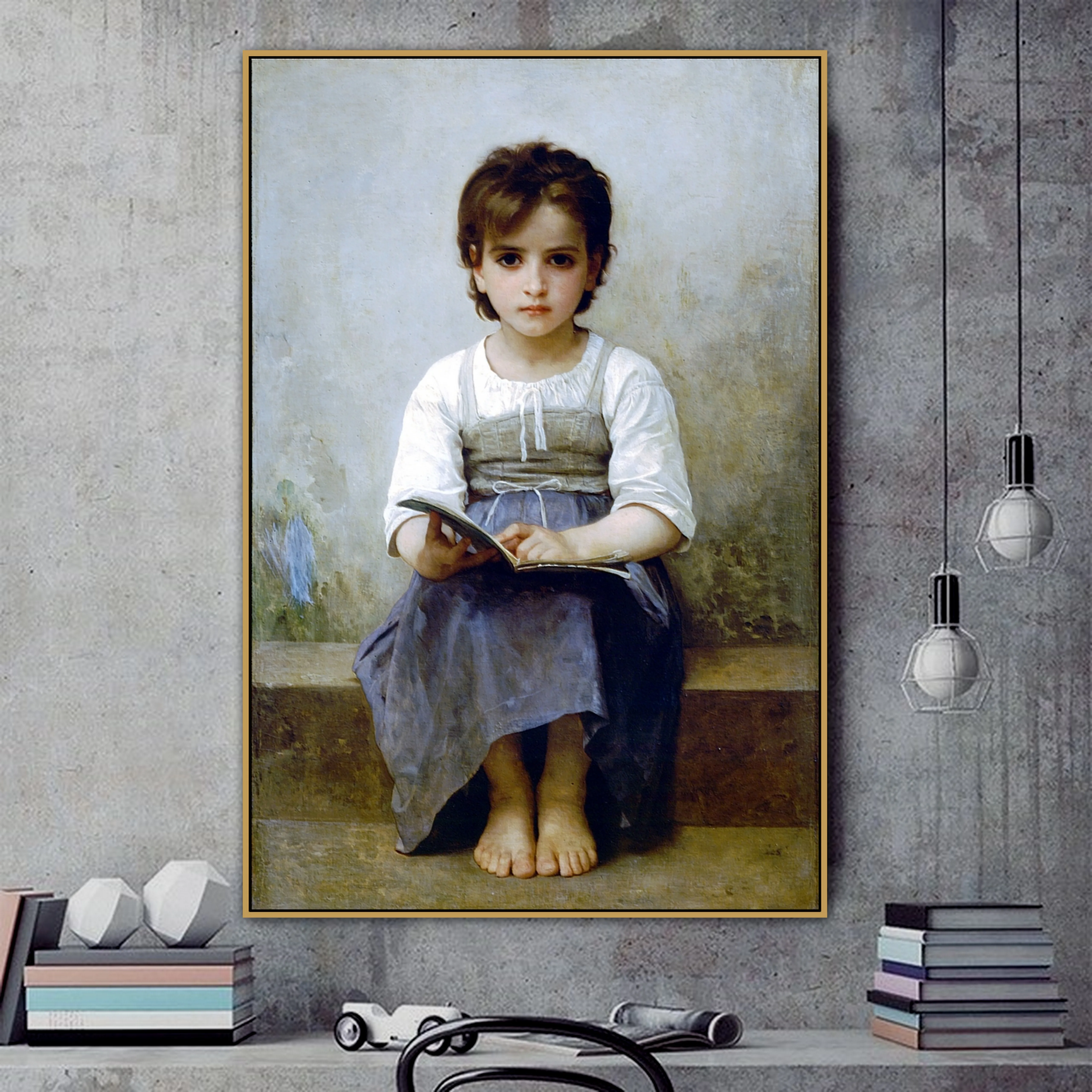 Вильям Адольф старый известный мастер художник трудный урок Холст Картина