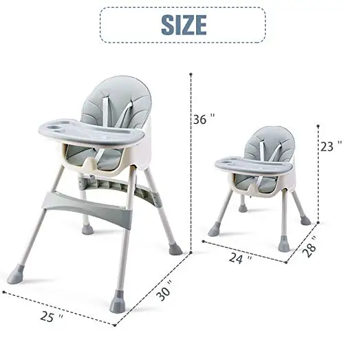 Convertible High Chair Baby Dining Booster Seat Adjustable Feeding Highchair with Tray for Infant and Toddler | Мать и ребенок