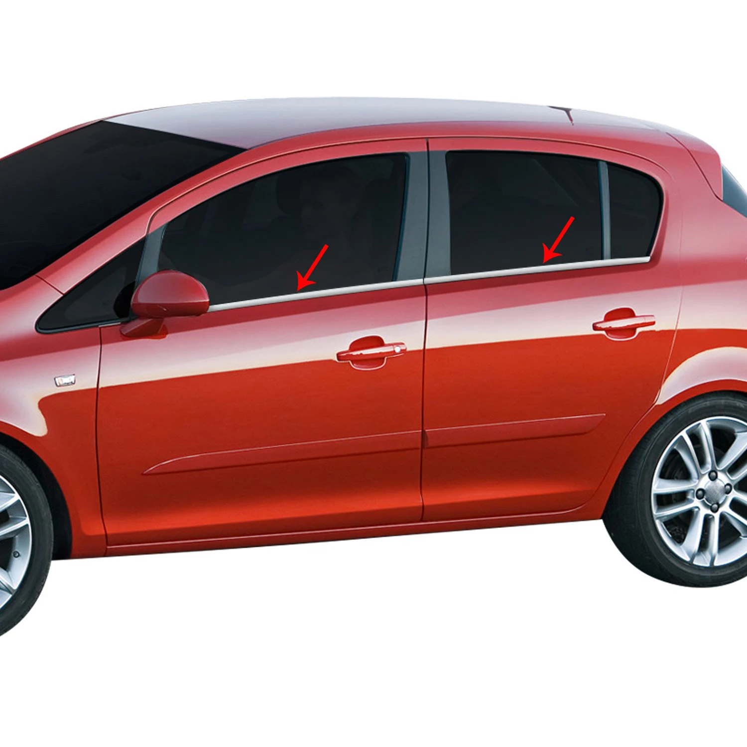 Хромированная оконная рама Opel Corsa D отделка из нержавеющей стали (2006-2014) |