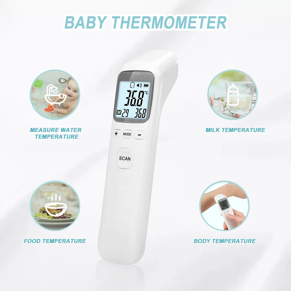 

Forehead Digital Thermometer Portable Non-Contact Thermometer Fever Measure Tool for Baby Adult Infrared Three color Backlight