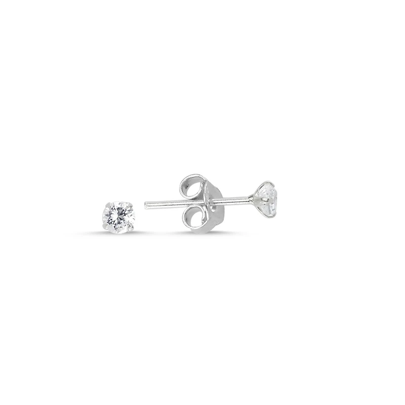 

Silver 925 Sterling 3mm Round Zircon Engagement Earrings