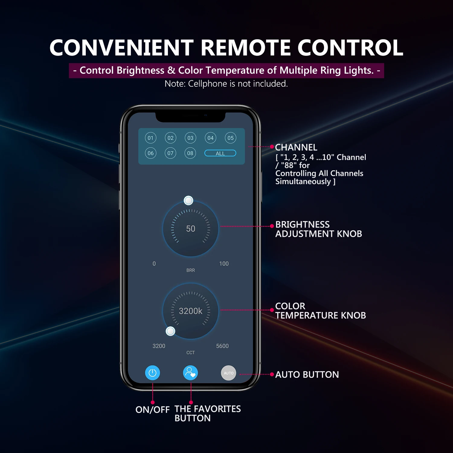 Neewer APP Control 16-дюймовый светодиодный кольцевой светильник поддержка ручного