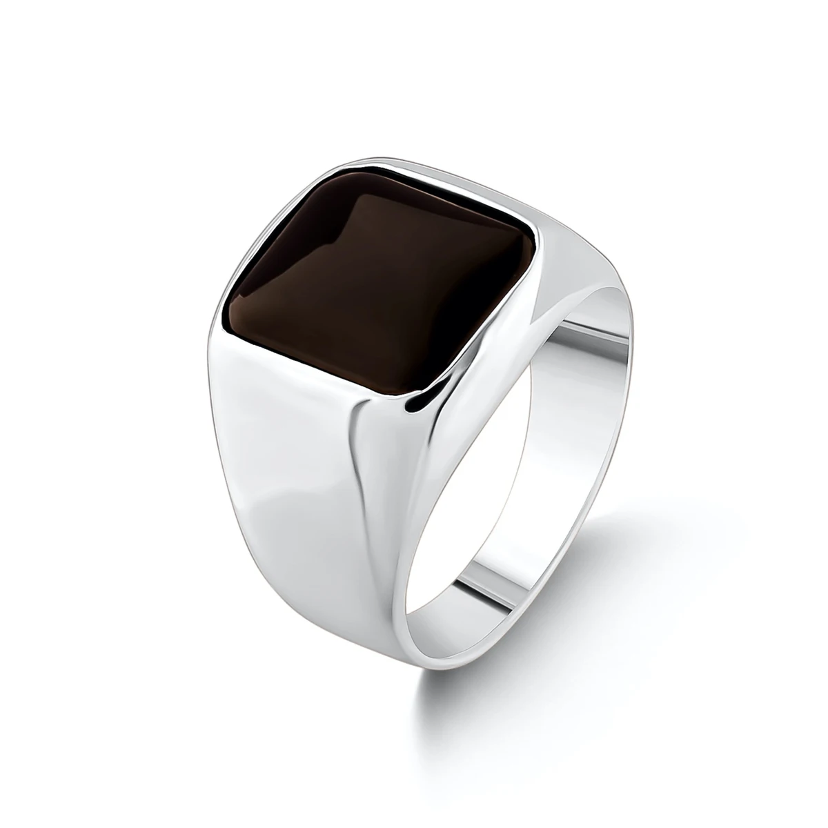 Bague Goth en argent regardé 925 faite à la main pour hommes, pierre précieuse d'onyx noir rectangulaire, modèle uni