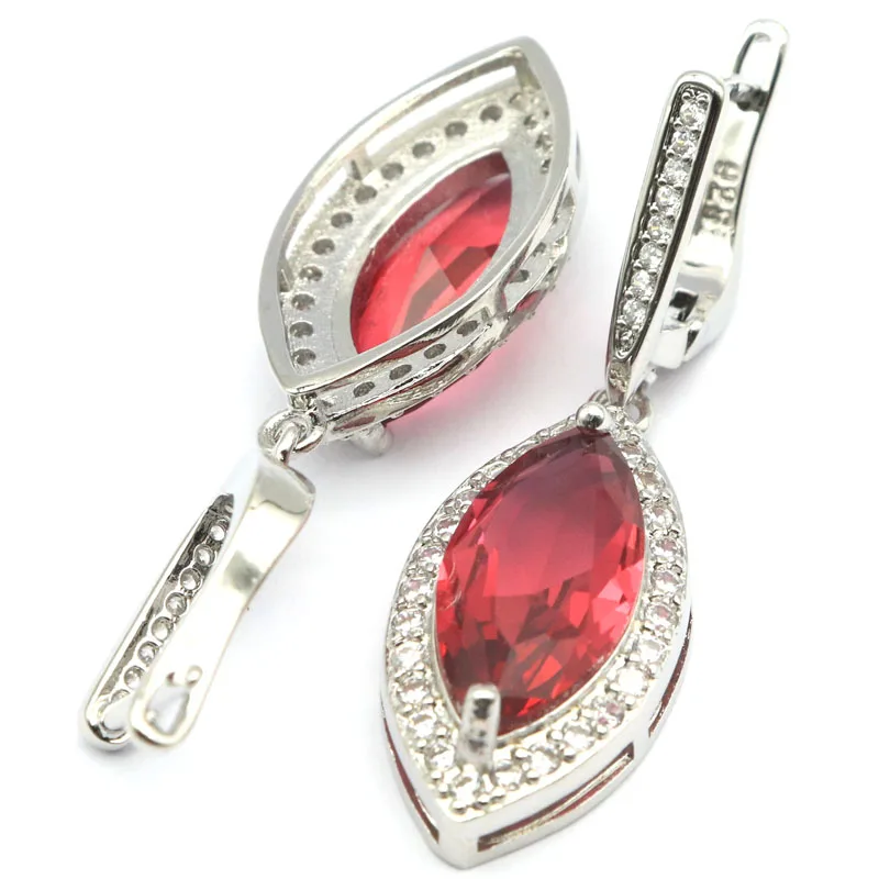 37x12 мм Красивые серьги в форме пера из родолита гранат Белый CZ подарок для женщин
