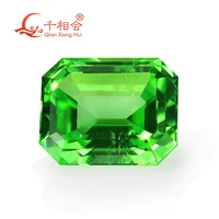 emerald shape artificial vivid apple green color sapphire including minor cracks and inclusions corundum loose gem stone