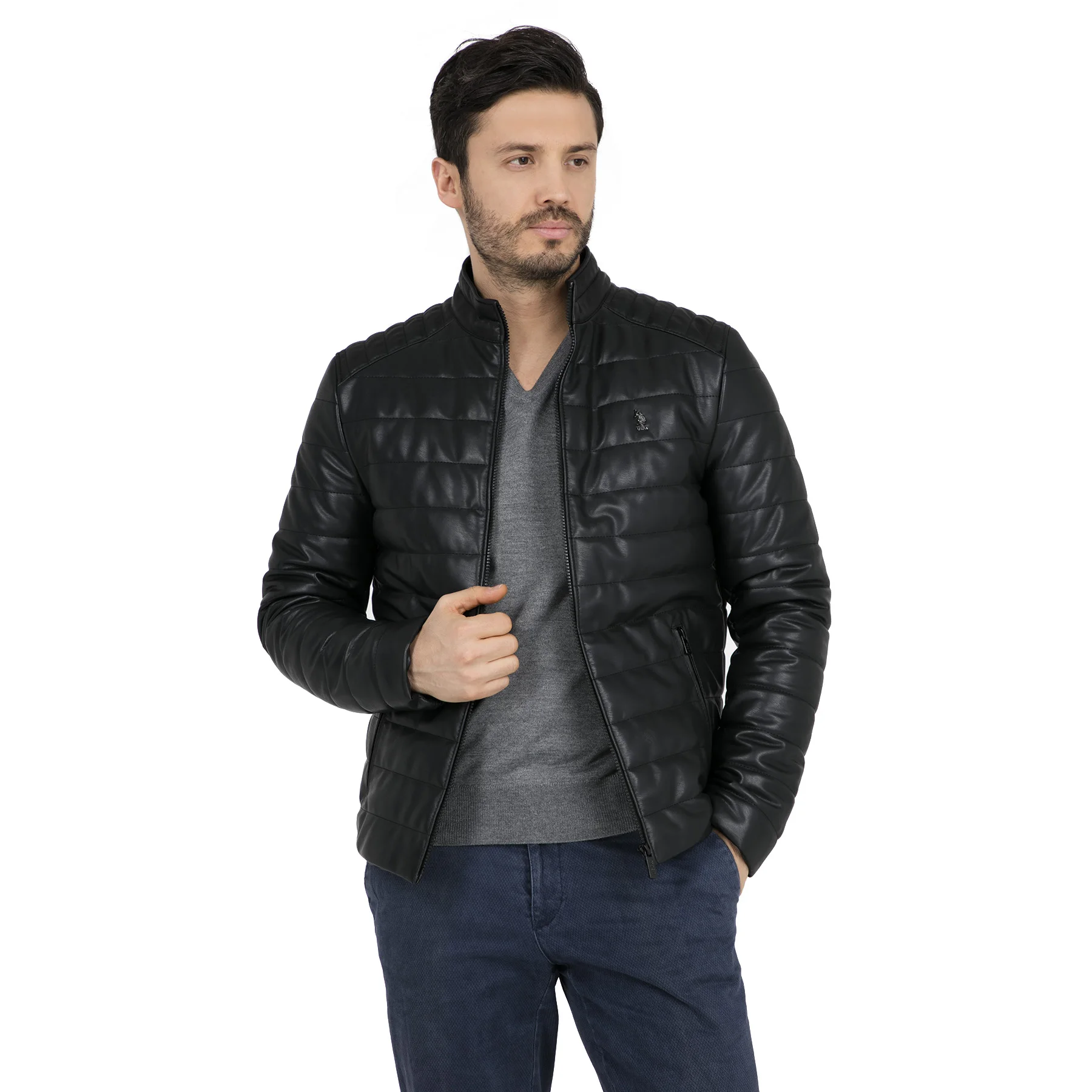 Мужская куртка поло из искусственной кожи G081SZ035P01 P8186|Куртки искуственной кожи| |