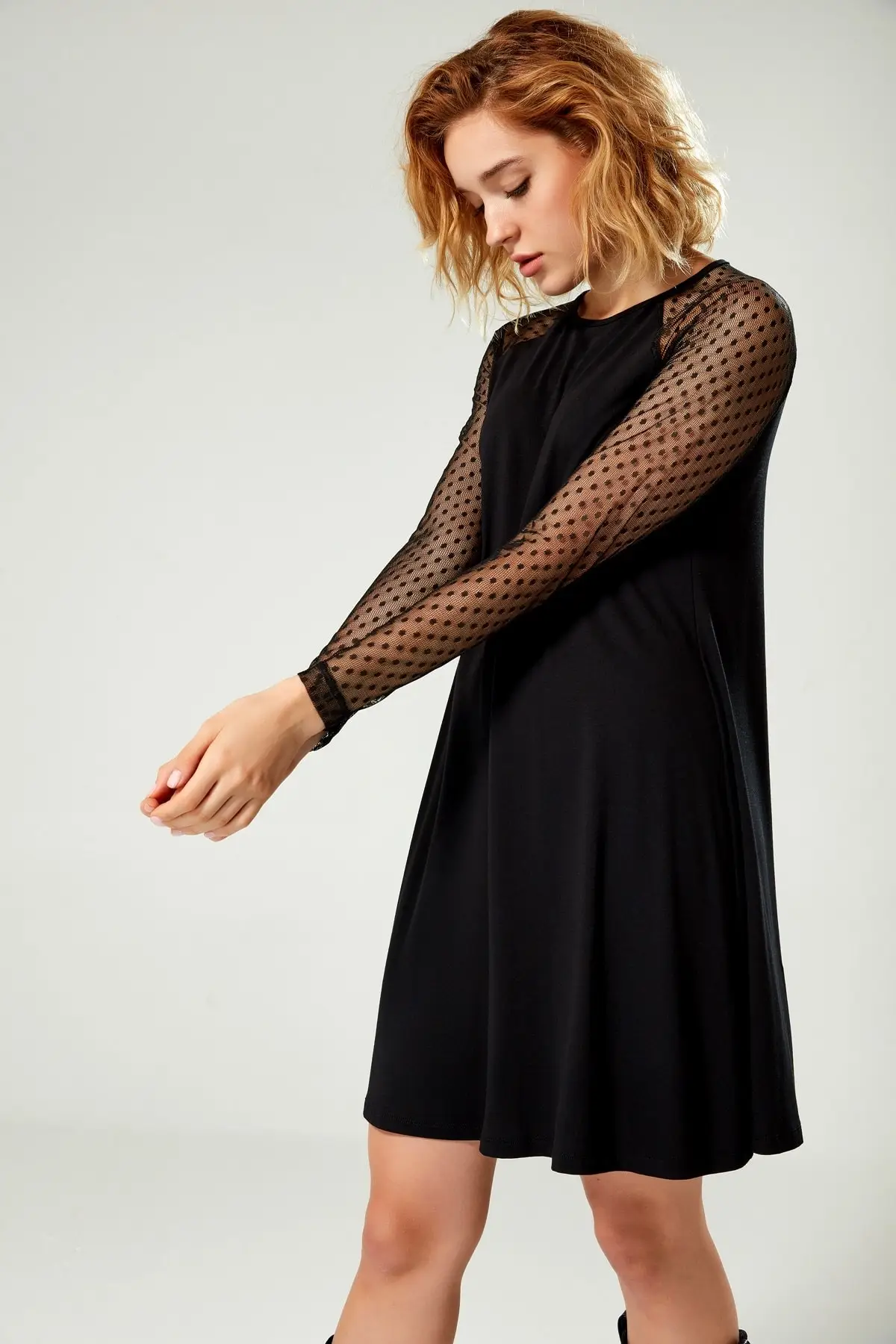Boutiquen женское платье из фатина в черный горошек 2156|Женские платья| |