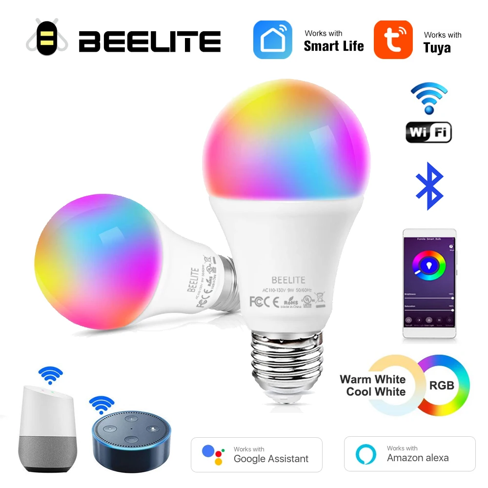 Светодиодная лампа Beelite с Wi-Fi умная регулируемой яркостью RGB CW волшебная