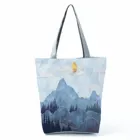 Дамские сумочки с принтом пейзажа, женские сумки с принтом гор, деревьев, облаков, простая модная сумка на плечо, Экологичная Портативная сумка для покупок