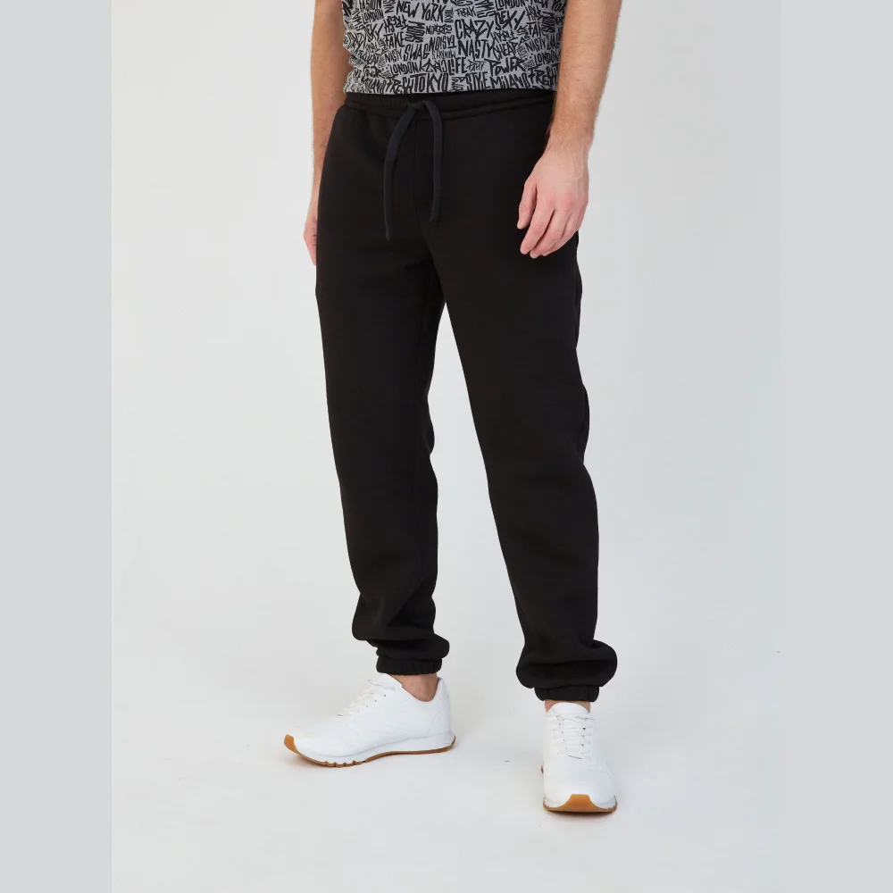 Jonquil Брюки джоггеры мужские &quotЧерный&quot с начесом | глубокие карманы для прогулок