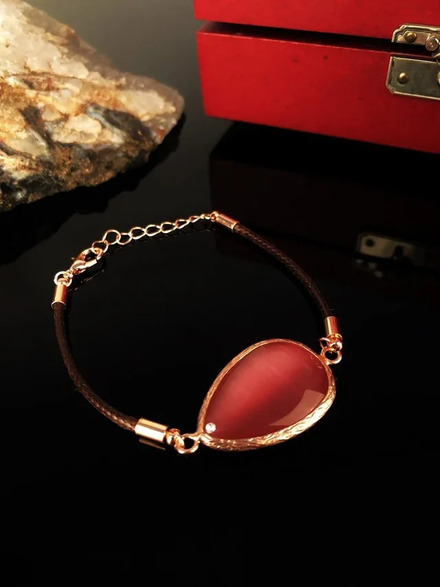 

Dr Stone Natural Stone Women 'S Cat 'S Eye Stone Rose Gold Plated Bracelet 372887770