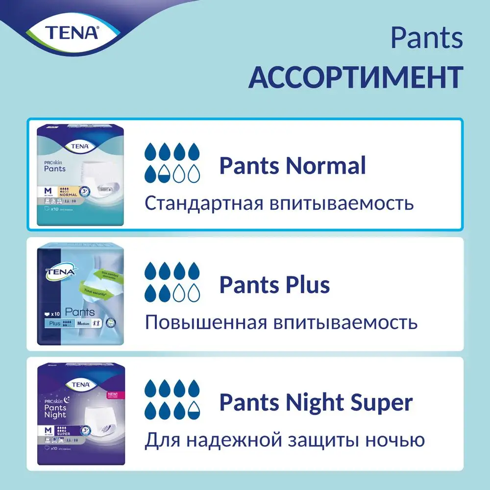 Подгузники трусы TENA Pants Normal / ТЕНА Пантс L (талия/бедра 100-135 см) 30 шт | Красота и