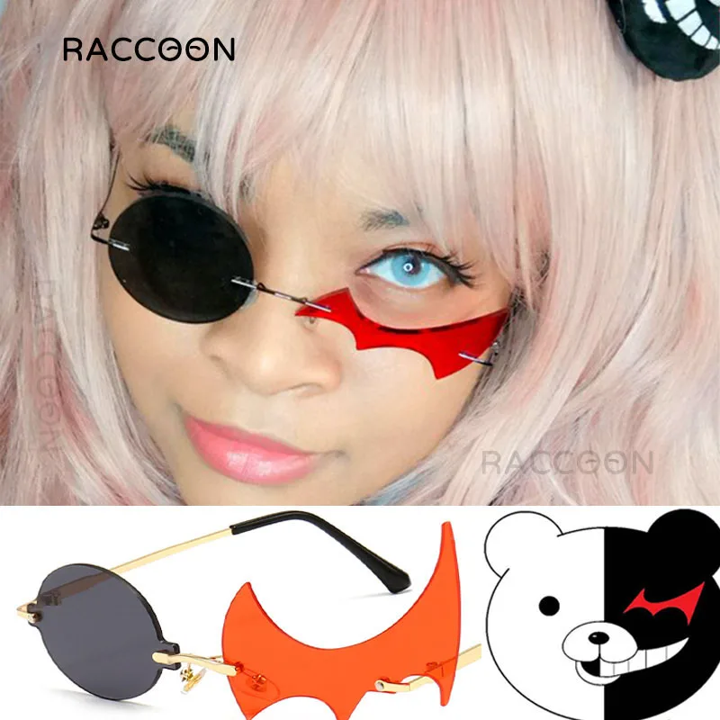 

Солнцезащитные очки без оправы с круглым пламенем и многоугольником, женские бескаркасные уникальные декоративные солнцезащитные очки, му...