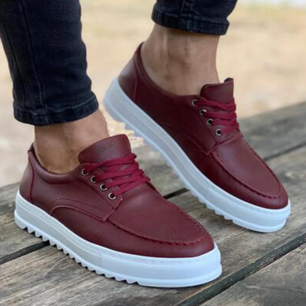 

Knack Men's Shoes Claret Red Color Casual Shoes Lace-up Closure Artificial Leather Flexible Lightweight Spring Fall Seasons Daily Sneakers Original Outdoor Shoes High Quality Luxury Brand Cozy Elegant Dazzling T12