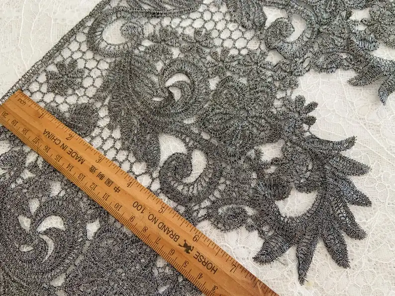 

WideGray Lace Trim Gold Guipure Lace Trim by the yard