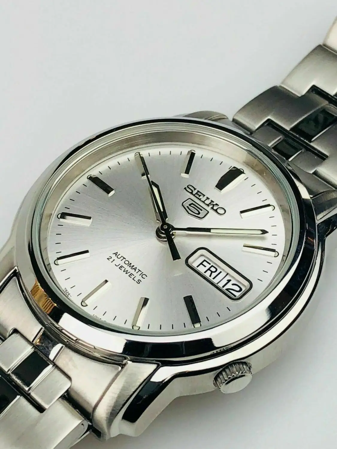 Автоматические Мужские часы Seiko 5 SNKK65K1 циферблат серебристый 38 мм стальной