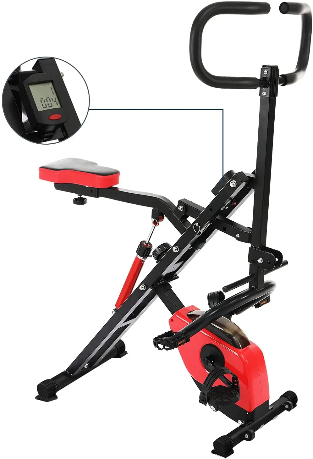 

Bicicleta Plegable Estática 2 en 1, Bicicleta de Fitness with Pantalla LCD, 12 Niveles de Tensión Magnética Ajustable, para Abdominales, Piernas y Brazos