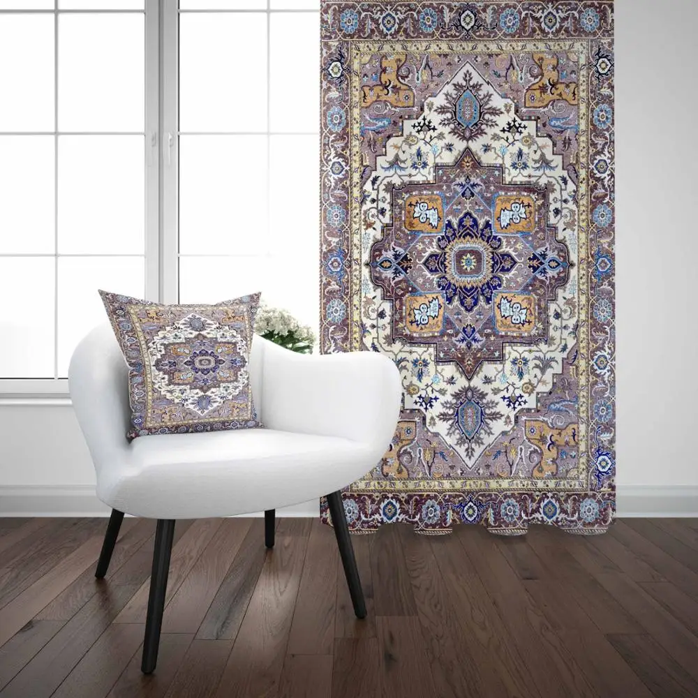 Еще Винтаж турецкий османский Аутентичные коричневый синий 3D принт Гостиная