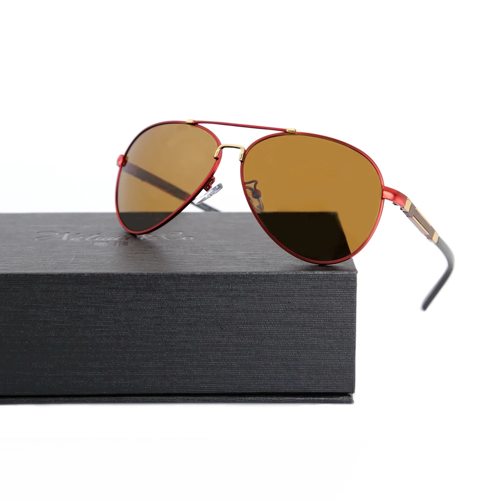 

NatuweCo Classical Pilot Style Sunglasses Unisex Polarized Lenses Brown Gray Black 3 Colors Sun Glasses Eyewear Gafas De Sol
