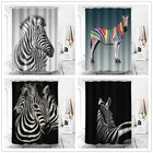 Водонепроницаемая занавеска для душа с принтом зебры, кота, Льва, тигра