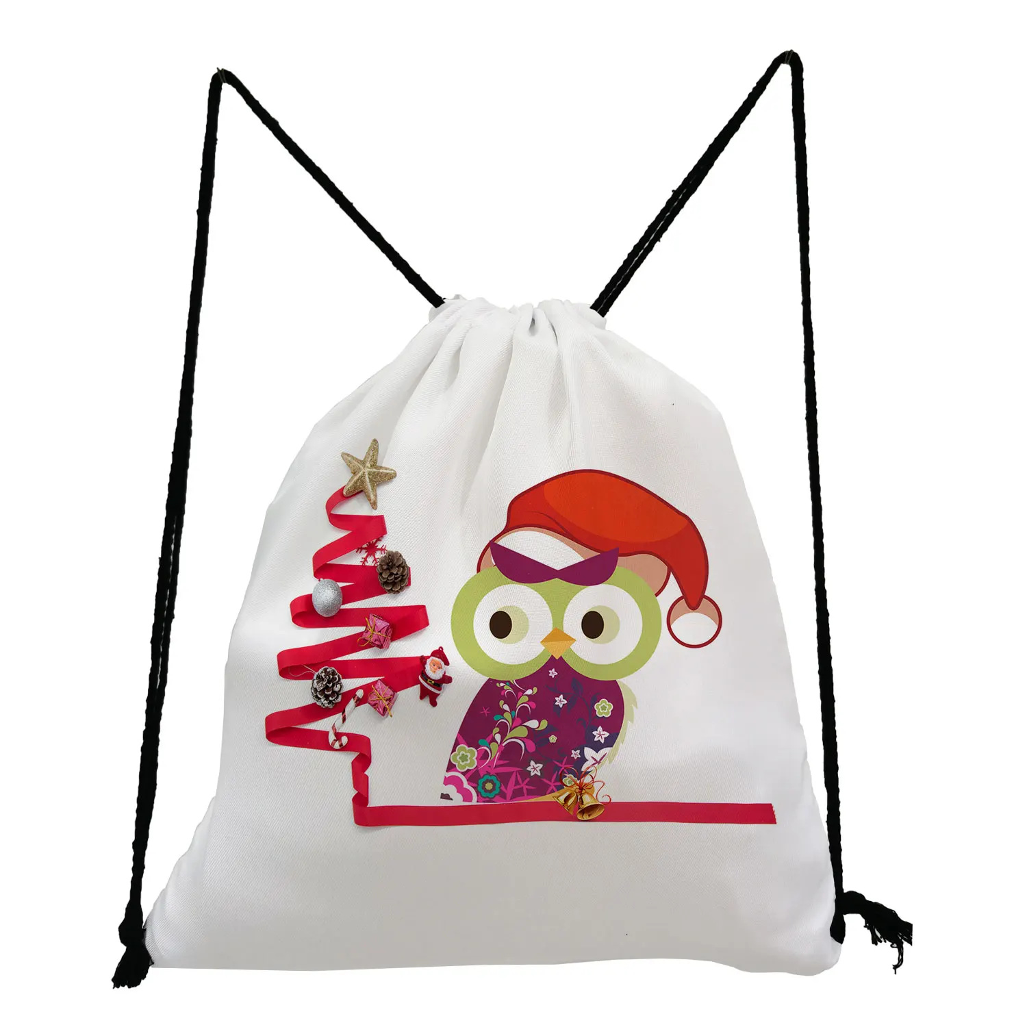 

Christmas Backpack Unisex Fashion Owl Drawstring Bag Teenager Bookbag Gift Storage Bag Portable Travel Bag Cute Child Soft Bag