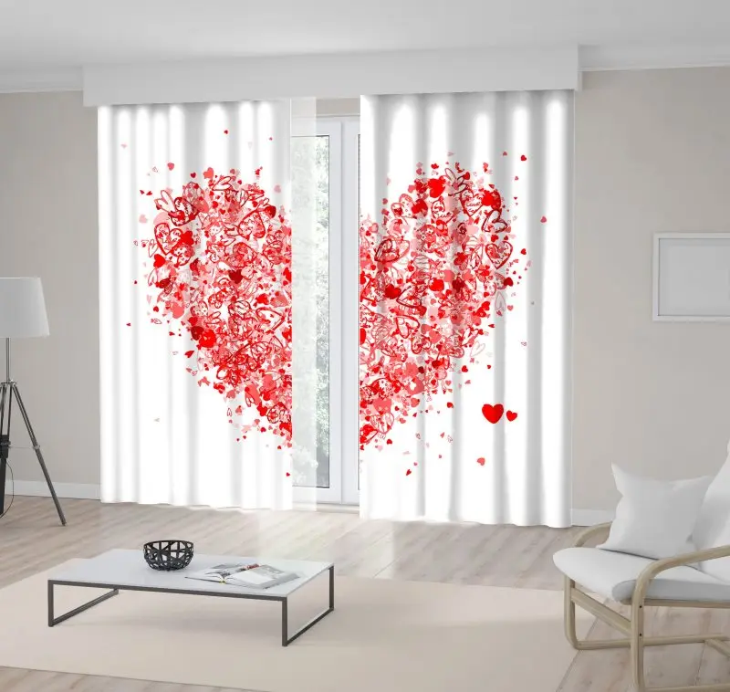 

Curtain Heart Shapes Joy Love Romantic Celebration Valentine Day Decoration Artwork Red White