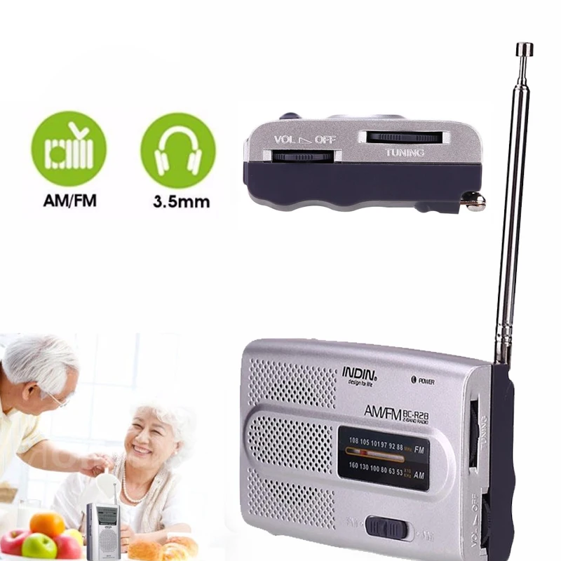 Мини Портативный BC R28 радио AM FM телескопическая антенна динамик моно указатель