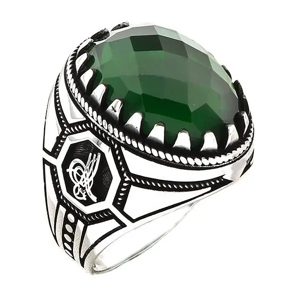 

Мужское кольцо с овальным цирконом, из серебра пробы