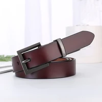 maikun womens belt simple and bersatile alloy square buckle second layer cowhide 2 3cm thin belt