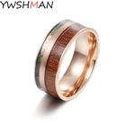 Модное мужское Золотое кольцо из нержавеющей стали, гавайский КоА, деревянное обручальное кольцо с инкрустацией в виде купола, мужское обручальное кольцо, ювелирные изделия
