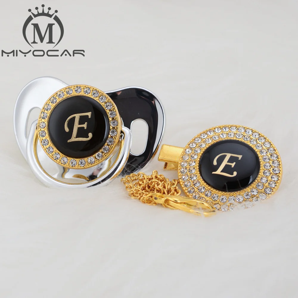 Милая блестящая Соска пустышка MIYOCAR набор с зажимом именем и инициалами буква E