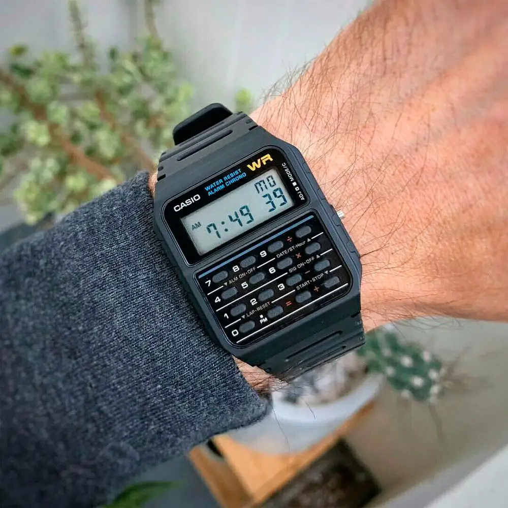 Часы CASIO Мужские многофункциональные с калькулятором и резиновым ремешком CA
