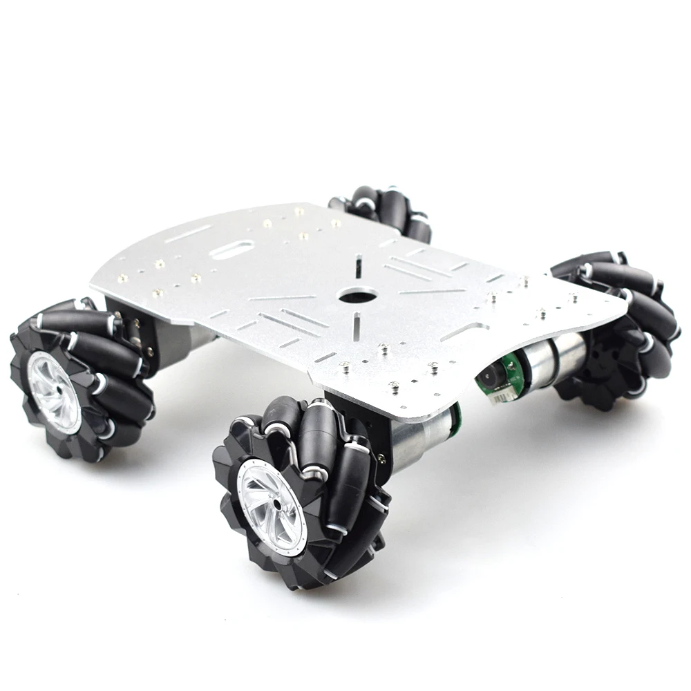 silver car kit Moebius 4WD 80 мм Mecanum колеса робот шасси автомобиля комплект с DC 12 В кодер Двигатель Для Arduino Raspberry Pi DIY проект ствол игрушка - Цвет: silver car kit