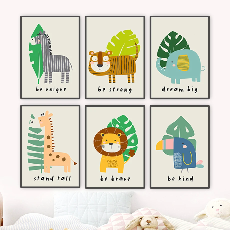 

Monstera Giraffe Lion Tiger Zebra Toucan Nursery Art Canvas Painting Nordic Posters And Prints Wall Pictures For Kids Room Decor