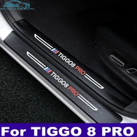 for chery tiggo 8 pro 2020 2021 carbon fiber door sill pedal board cover trim rear bumper trunk sticker auto accessories