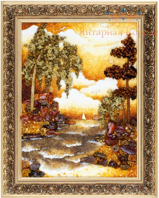 Объемная картина из янтаря &quotРечной прилив&quot а. 0194 | Дом и сад