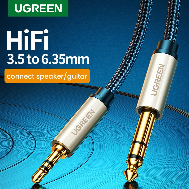 Ugreen 3.5mm to 6.35mm Adapter Aux Cable for Mixer Amplifier CD Player Speaker Gold Plated 3.5 Jack to 6.5 Jack Male Audio Cable