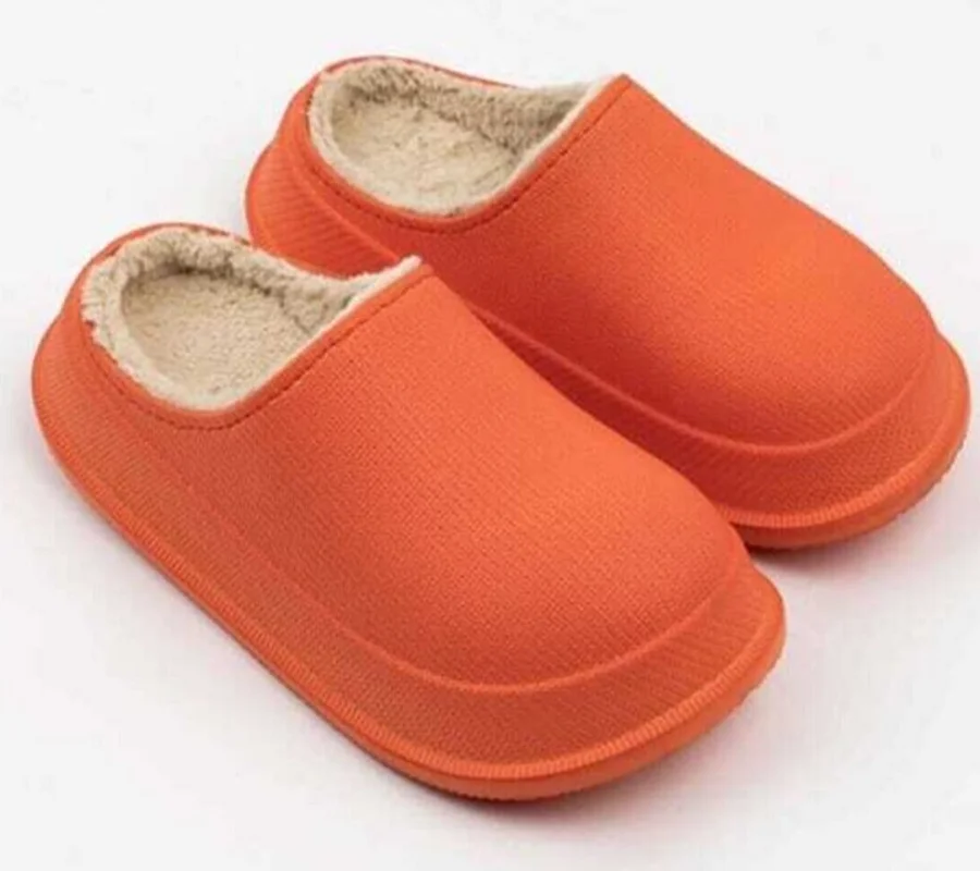 

Orange Fylon Women's Slippers with Feathers Memory Foam Slippers,Faux Fur Lined Fluffy Slip On House Shoes with Indoor Outdoor